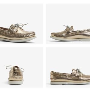 Like new SPERRY Gold Metallic Leather Boat Shoes perfect condition